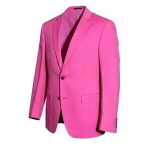 SADDLEBRED Mens (40) Fuchsia Pink 100% Cotton Chambray Sport Coat Jacket - Lined